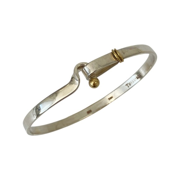 TIFFANY Jewelry - TIFFANY & Co. Tiffany 925 750 Combination Hook Eye Bangle Bracelet Silver Wom...